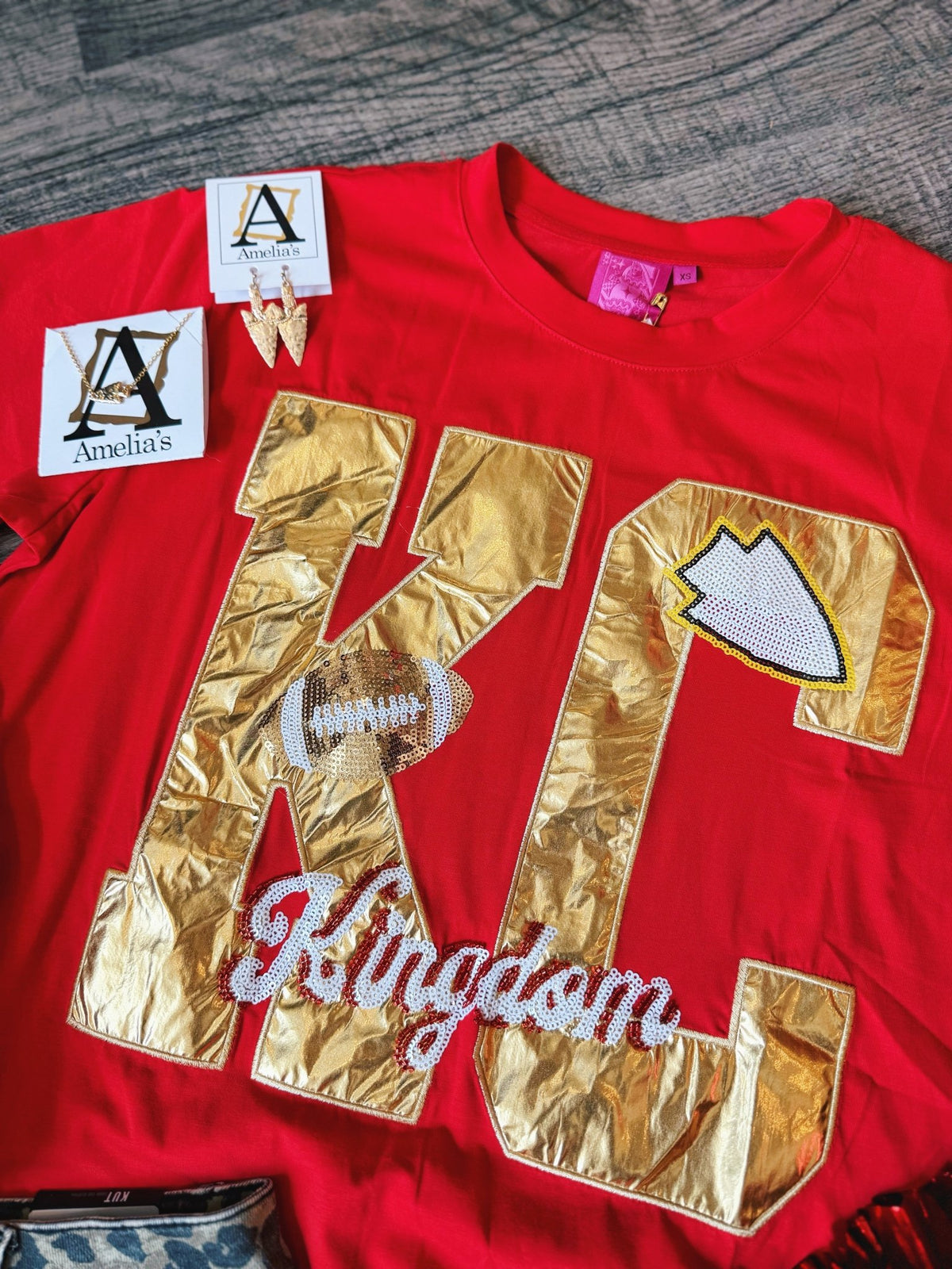 RESTOCK Metallic KC Tee - Queen of Sparkles X Amelia's Boutique - Amelia's Boutique