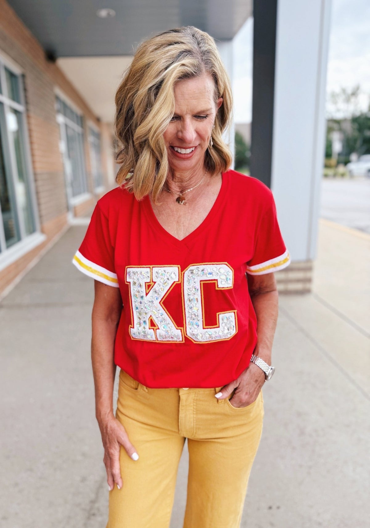 GEM KC V Neck Tee - Queen of Sparkles x Amelia's Collab - Amelia's Boutique